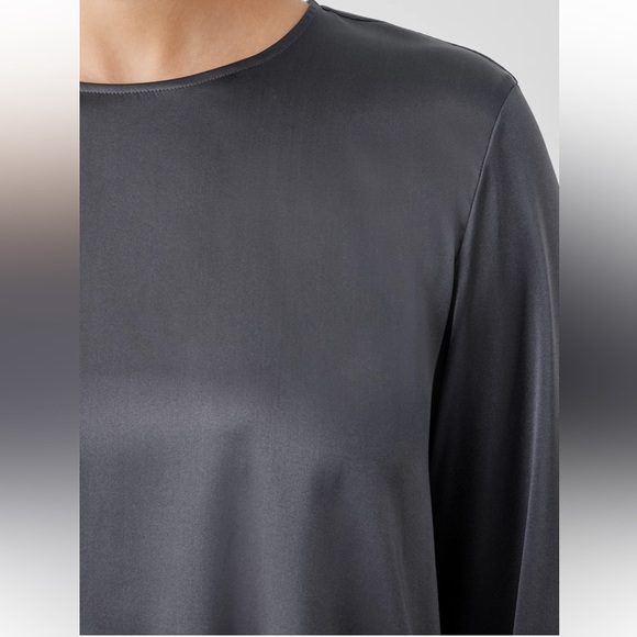 NWT EILEEN FISHER Stretch Silk Charmeuse Round Neck Top - Picture 5 of 10